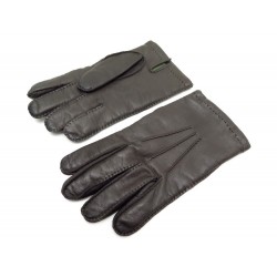 GANTS BERLUTI TAILLE 10 EN CUIR MARRON & DOUBLE CACHEMIRE VERT GLOVES BROWN 550€