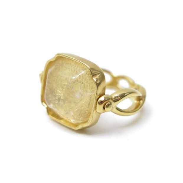 NEUF BAGUE GOOSSENS STONES T49 EN PLAQUE OR PIERRE CRISTAL DE ROCHE RING 290€