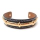 NEUF BRACELET HERMES MANCHETTE BAMBOU OSMOSE T 16 EN CUIR NOIR & METAL DORE 700€