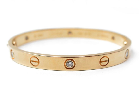bracelet cartier love t 17 6 diamants 0.54 ct or