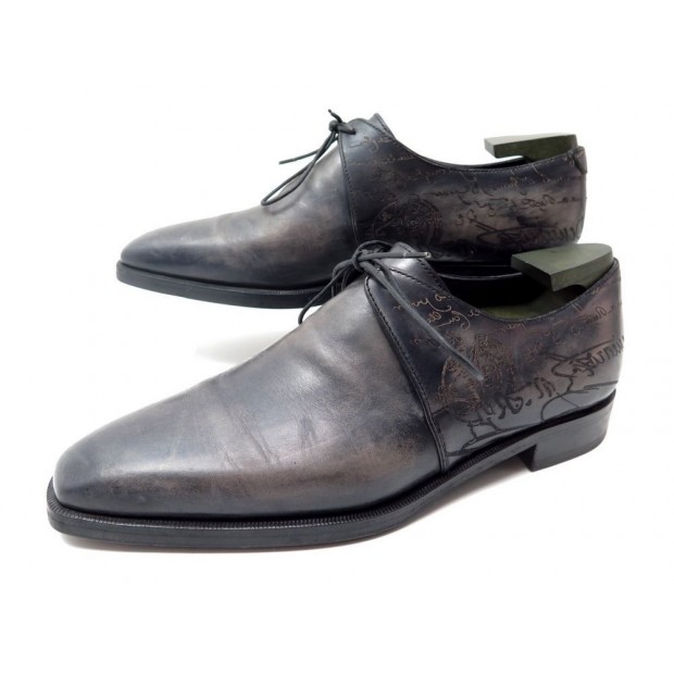 CHAUSSURES BERLUTI SCRITTO 7 41 DERBY 1 OEILLET EN CUIR GRIS PATINE SHOES 1770€