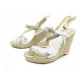 CHAUSSURES CHRISTIAN DIOR SANDALES A TALONS COMPENSES 39 CUIR DORE & ARGENT 650€