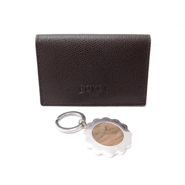 NEUF PORTE CARTE ET PORTE CLES MONTRE BOVET MARRON BROWN CARD & KEY HOLDER