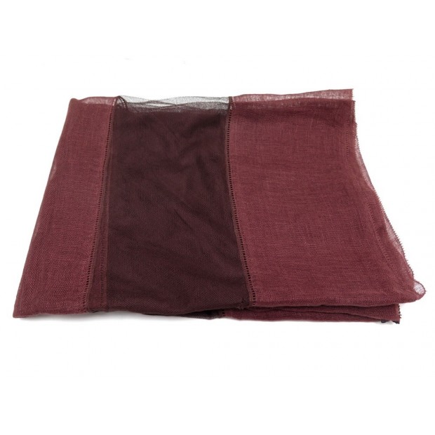 GRANDE ETOLE FOULARD HERMES EN SOIE & LIN BORDEAUX 195CM SILK & LINEN SCARF 710€