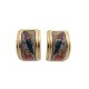 BOUCLES D'OREILLES HERMES CLIPS EN METAL DORE & EMAIL + BOITE ENAMEL EARRINGS