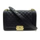 NEUF SAC A MAIN CHANEL BOY MEDIUM EN CUIR CAVIAR GRAINE NOIR & DORE PURSE 3980€