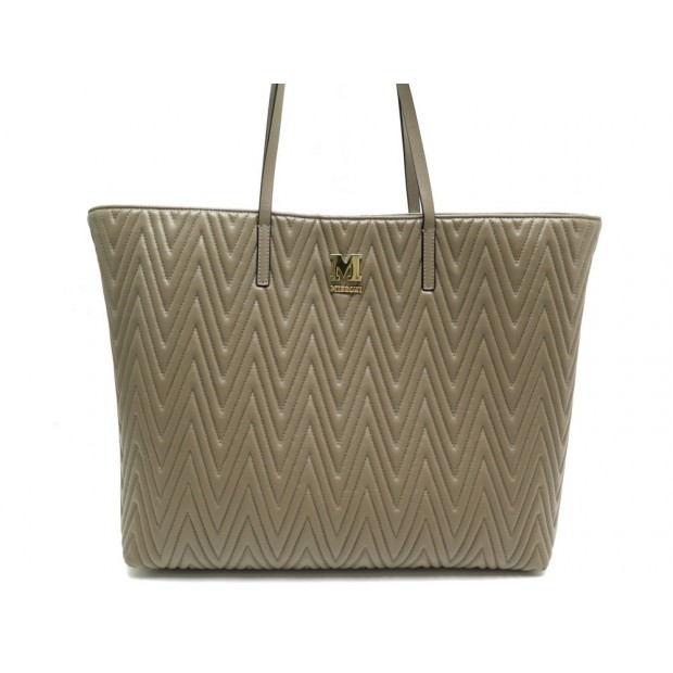 NEUF SAC A MAIN MISSONI CABAS SIMILI CUIR MATELASSE TAUPE SHOPPING BAG TOTE 380€