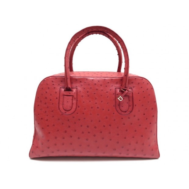 NEUF SAC A MAIN DELVAUX SIGNATURE AUTRUCHE ROUGE 