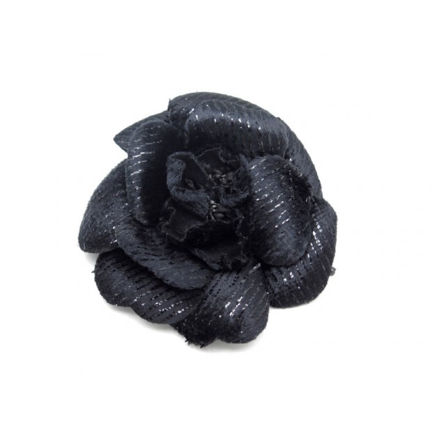 BROCHE CHANEL CAMELIA VELOURS NOIR PAILLETTES FLEUR & BOITE FLOWER BROOCH 580€