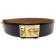 NEUF CEINTURE HERMES COLLIER DE CHIEN MEDOR T 72 CUIR BOX NOIR & DORE BELT 1730€