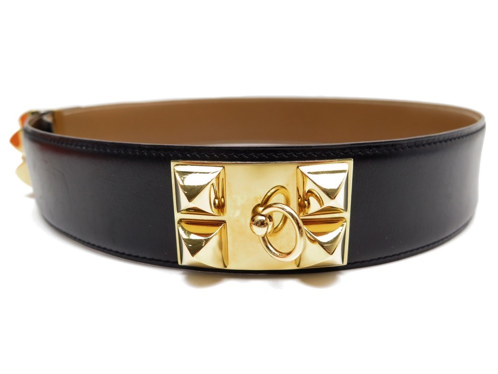 Hermes Collier De Chien belt sz 72 New Hermes Collier De Chien CDC Black And Gold Belt Rare! | eBay main image 4