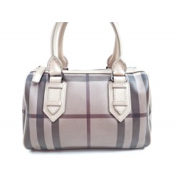 SAC A MAIN BURBERRY CABAS 28 CM EN TOILE TARTAN BEIGE & CUIR HAND BAG PURSE 895€