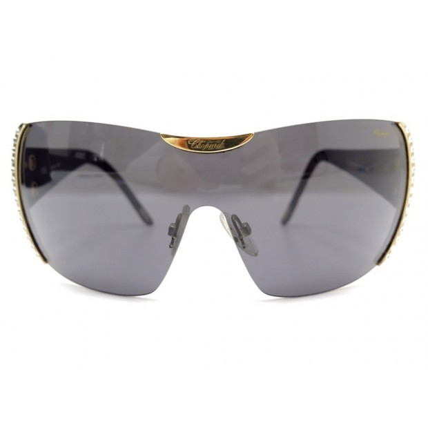 NEUF LUNETTES DE SOLEIL CHOPARD SCH 935S 0300 MASQUE NOIR STRASS SUNGLASSES 495€