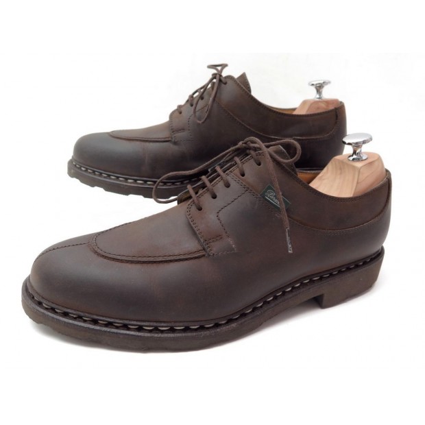 NEUF CHAUSSURES PARABOOT AVIGNON 8.5 42.5 DERBY EN CUIR GRAS MARRON SHOES 370€