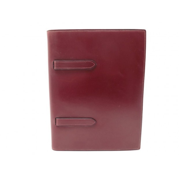 VINTAGE PORTE CARNET HERMES SGDG 1960 EN CUIR BOX ROUGE GARANCE BLOC NOTE HOLDER